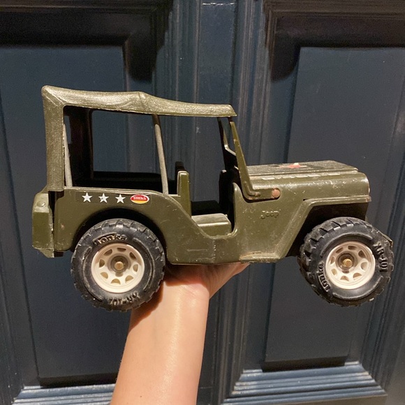 RARE Vintage TONKA  Army Military Green JEEP Truck Pressed Metal 1970's - Picture 3 of 16